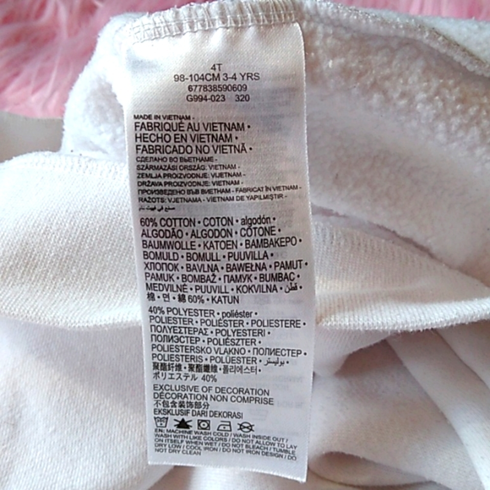 Nike Girls Crew Neck Long Sleeved Sweatshirt, Sz 4T White & Pink - Picture 6 of 6